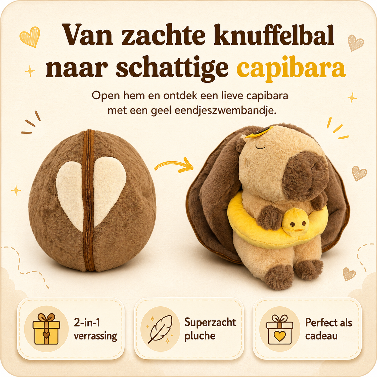 Capibara Ademend Knuffeltje