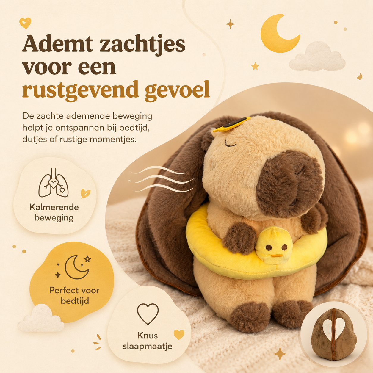 Capibara Ademend Knuffeltje
