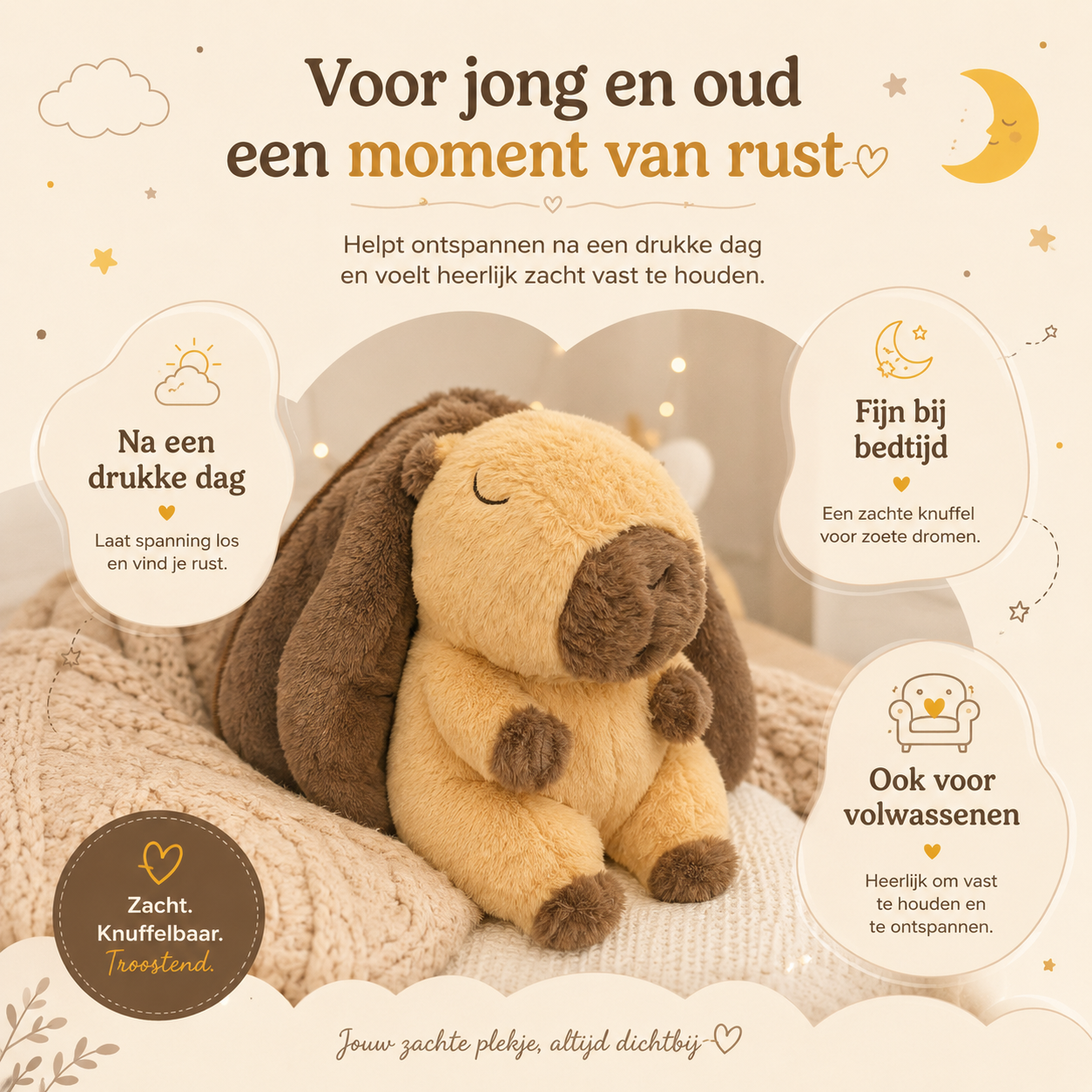Capibara Ademend Knuffeltje